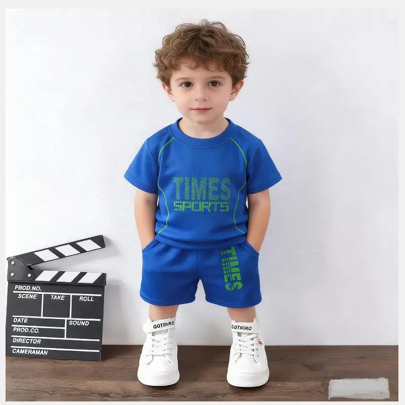 Boys' Korean Letter Print Sports Set