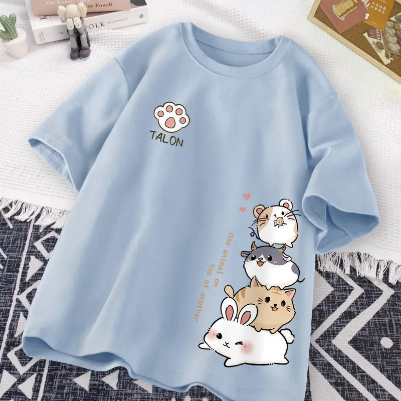 Women's Cute Hamster Print Casual T-Shirt