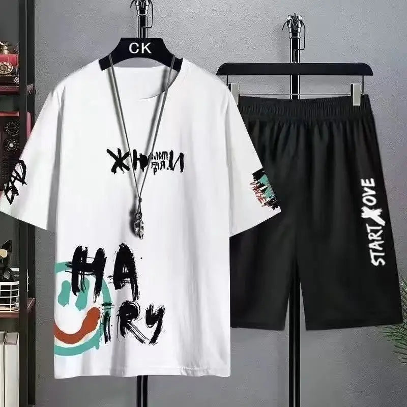 Men's Fashion T-Shirt & Shorts Sports Set