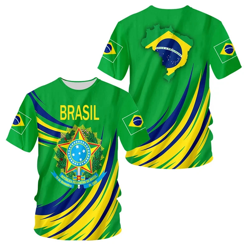 Men's Brazilian Flag 3D Oversized Print T-Shirt