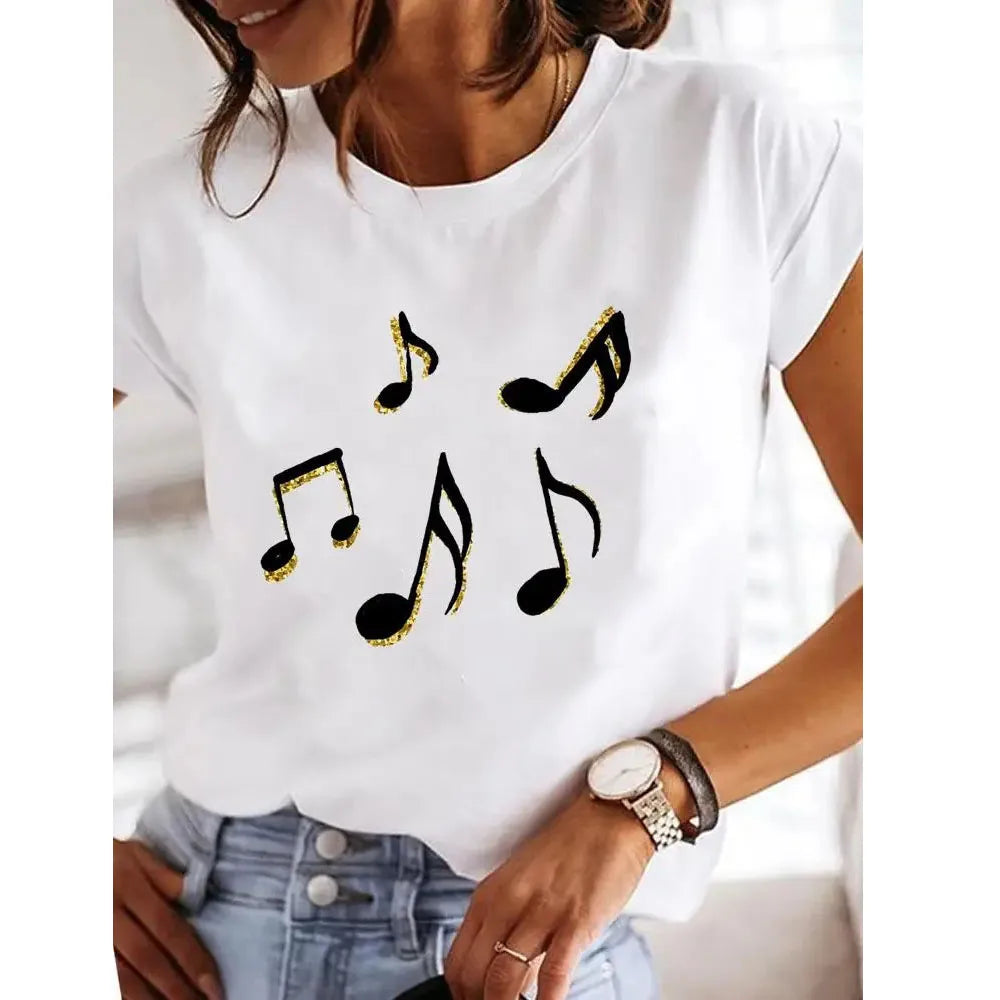 Women's Love Heart Print Y2K Crop T-Shirt
