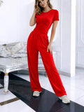 Women's Knitted T-Shirt & Long Pants Set