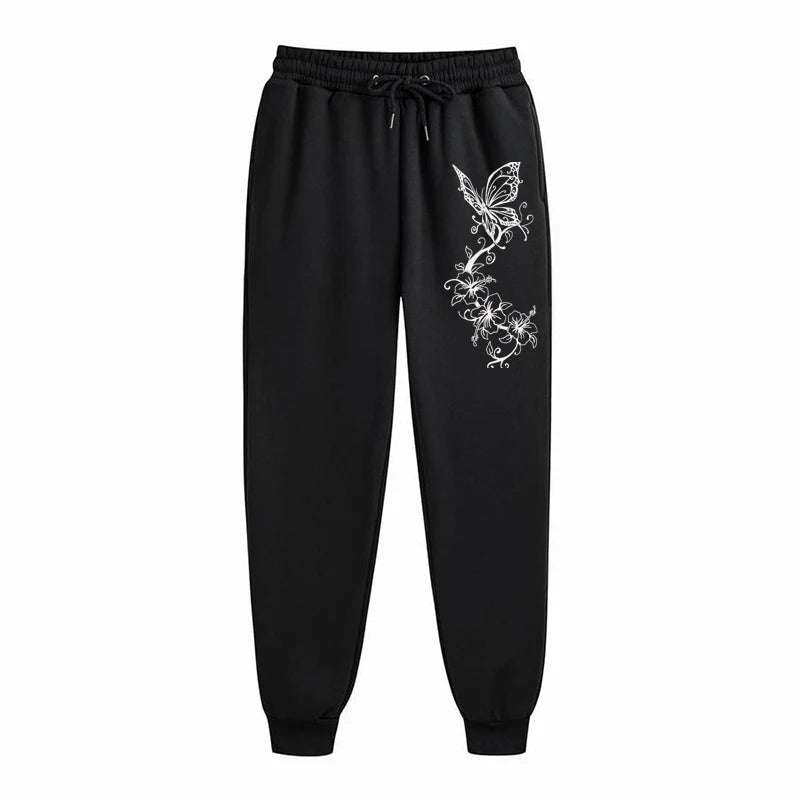Women's Floral Butterfly Print Jogger Pants