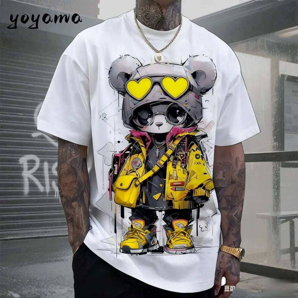 Men's 3D Retro Bear Print Quick-Dry T-Shirt