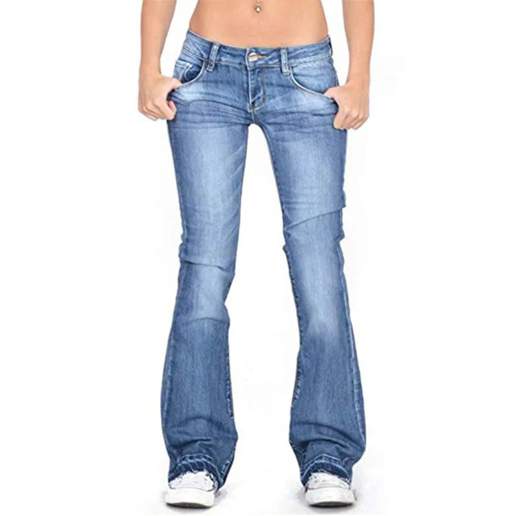 Women's Low-Rise Bell Bottom Flare Jeans