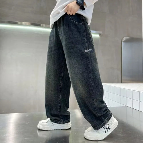 Boys' Fashion Letter Straight Denim Jeans
