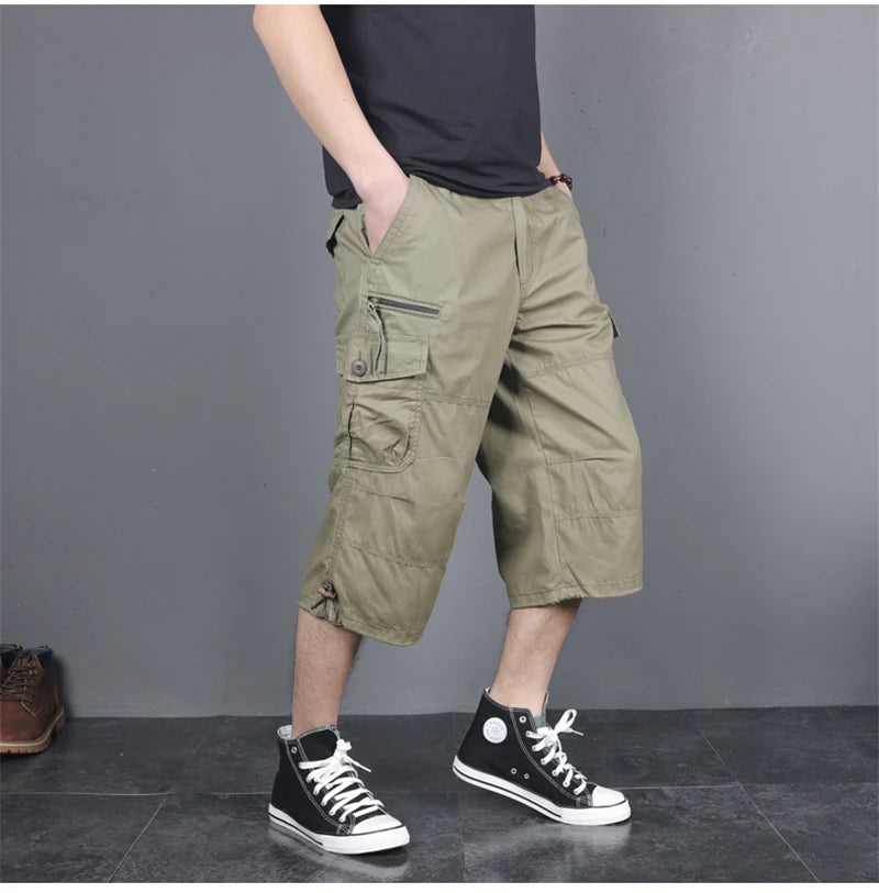 DOUSE Men's Multi-Pocket Cargo Shorts – Military Tactical Cotton Capri Pants
