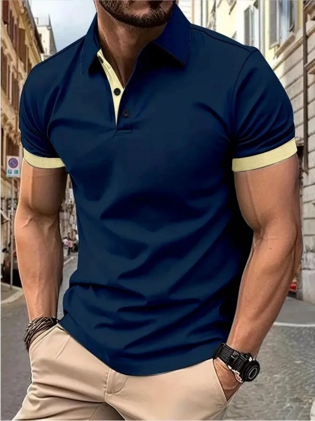 Men's 3D Pattern Print Polo Shirt