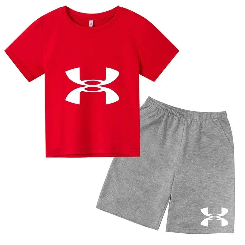 Boys' 3D Print T-Shirt & Shorts Sports Set