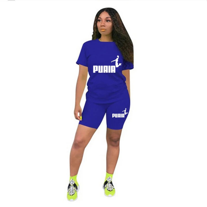 Women's O-Neck T-Shirt & Shorts Tracksuit Set