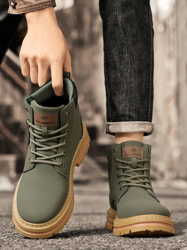 Mid-Calf Heavy-Duty Lace-Up Ankle Boots