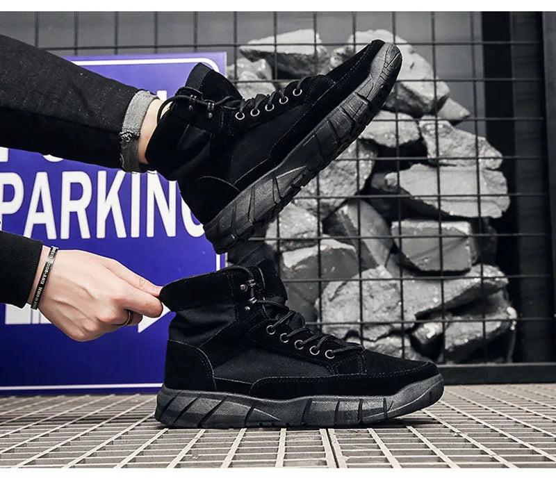 Men's Flat Sole Lace-Up Ankle Boots