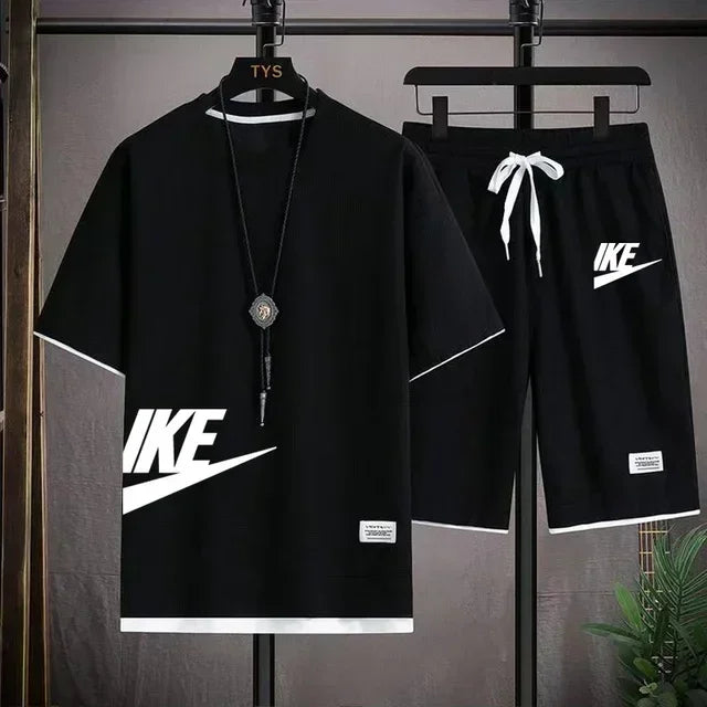 Men's Casual Printed T-Shirt & Shorts Set