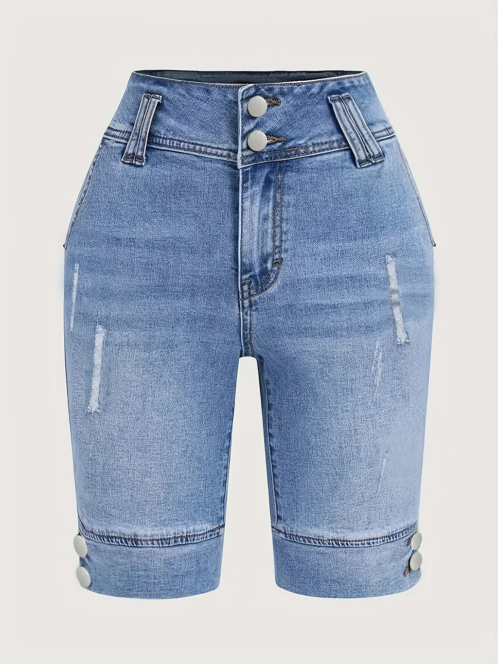 Women's Double-Buckle Slim Fit Denim Jeans