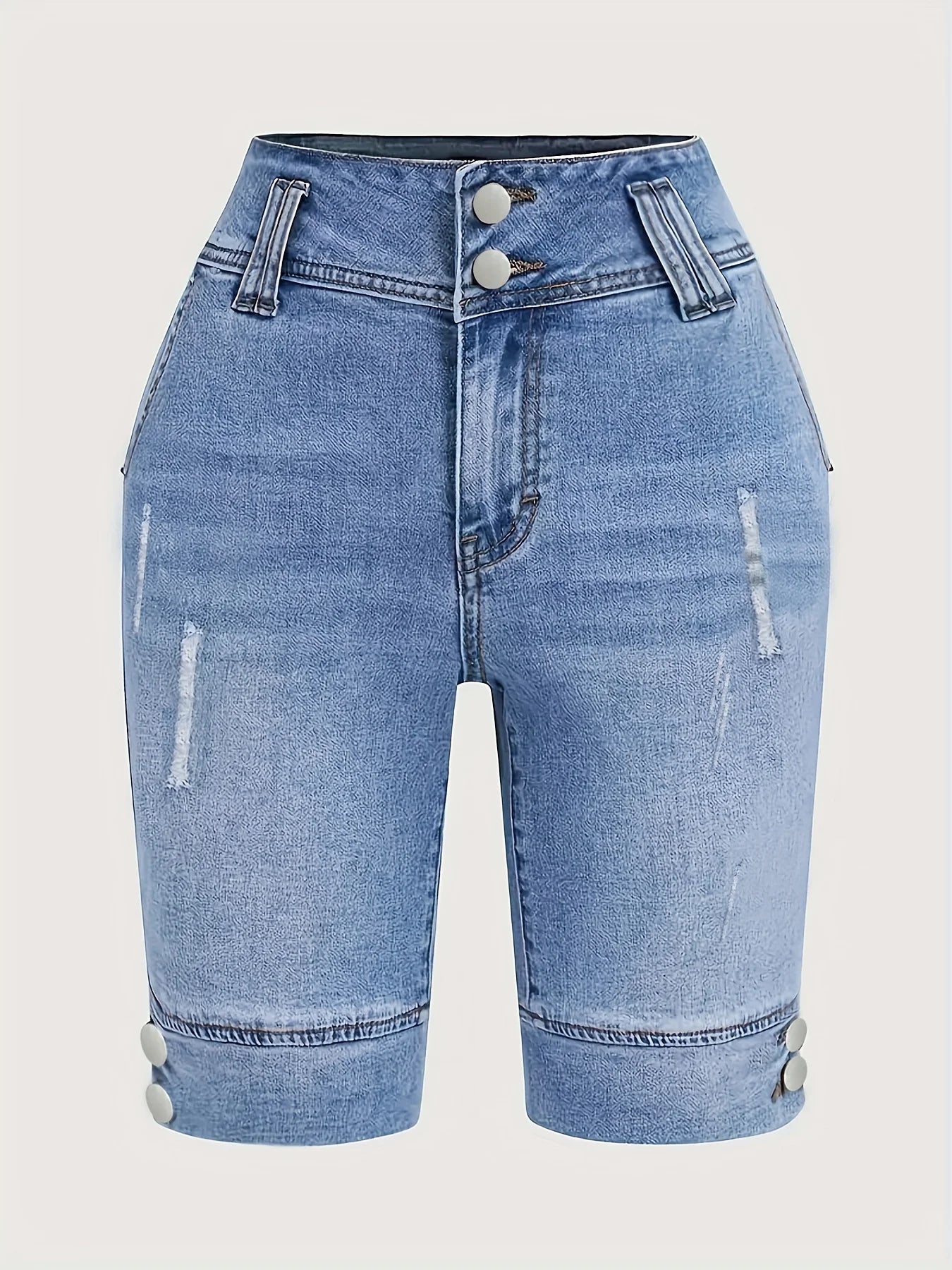 Women's Double-Buckle Slim Fit Denim Jeans