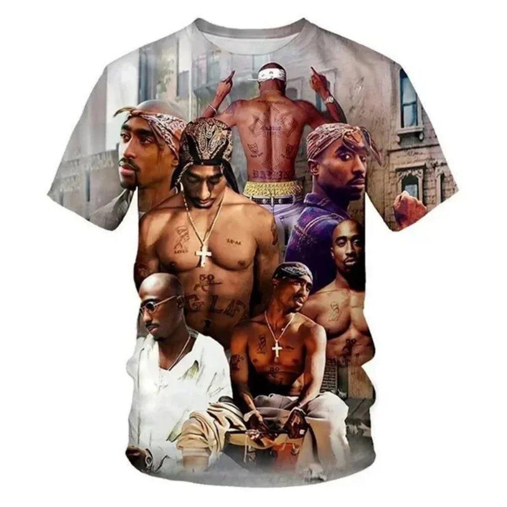 Men's 2Pac Hip-Hop Graphic T-Shirt