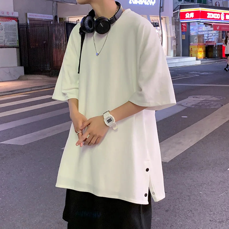 Men's Oversized Side-Slit Basic T-Shirt