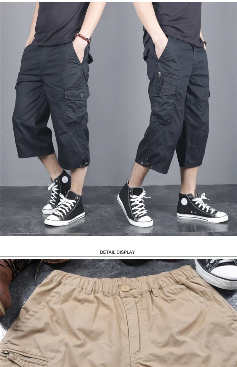DOUSE Men's Multi-Pocket Cargo Shorts – Military Tactical Cotton Capri Pants
