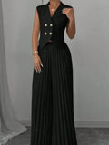Women's V-Neck Vest & Wide-Leg Pants Set