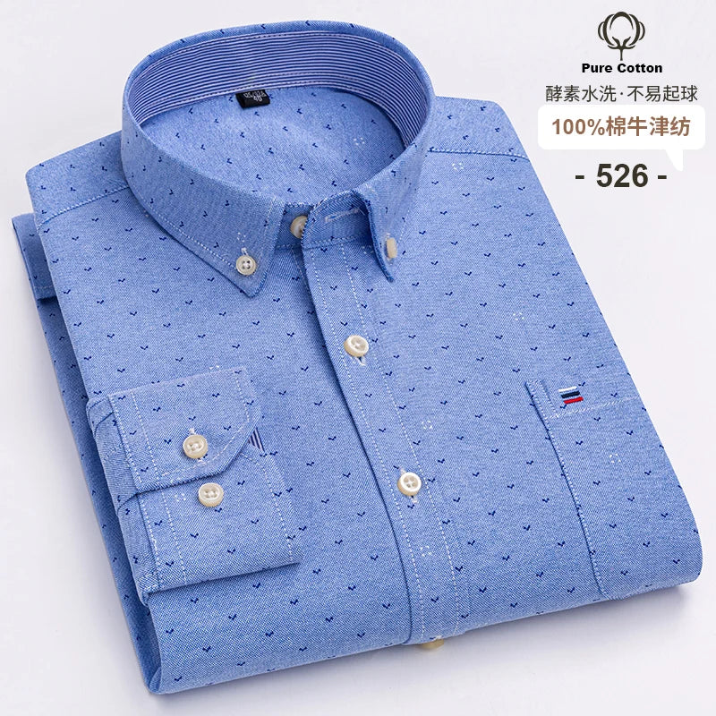 Men's Cotton Oxford Embroidery Dress Shirt