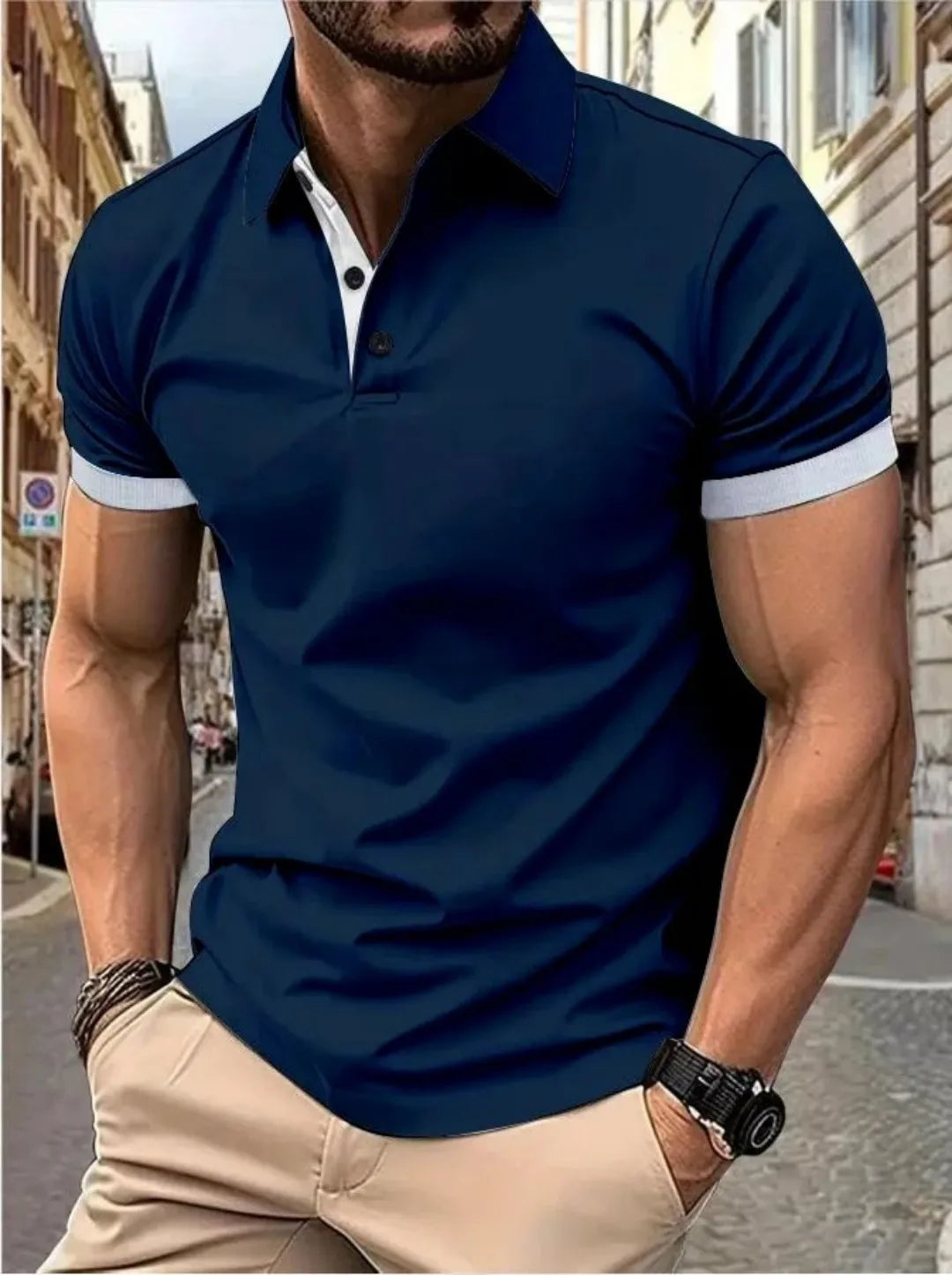 Men's 3D Pattern Print Polo Shirt