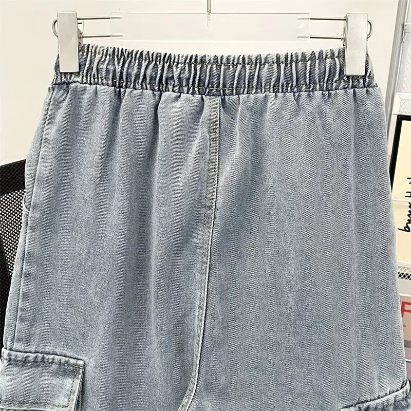 Men's Hip-Hop Vintage Washed Wide-Leg Cargo Jeans