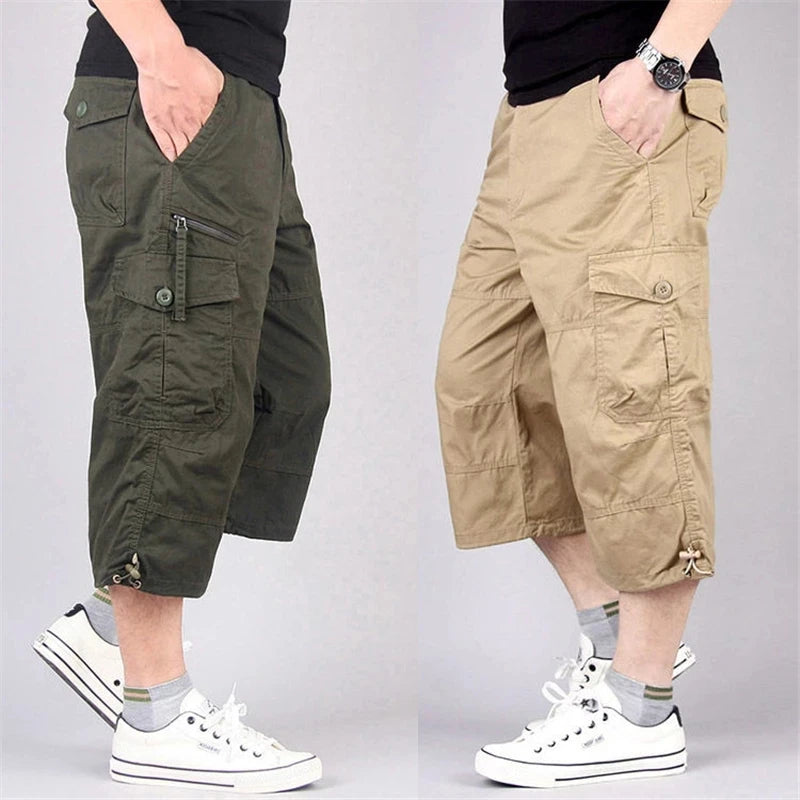 DOUSE Men's Multi-Pocket Cargo Shorts – Military Tactical Cotton Capri Pants