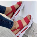 Women's Low Platform Wedge Buckle Sandals
