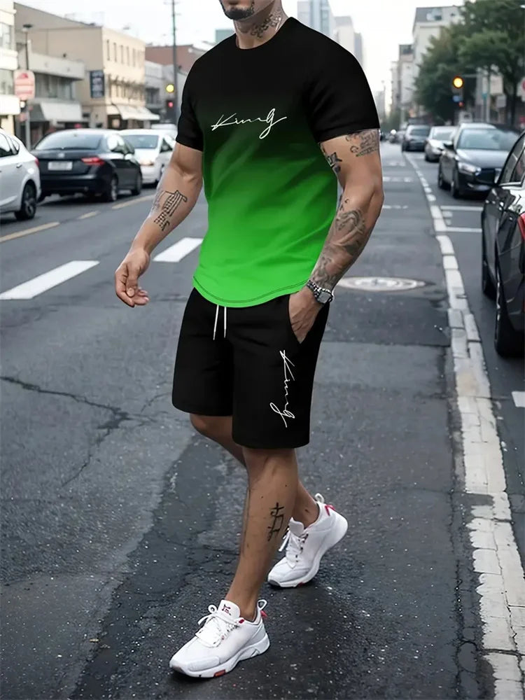 Men's 3D Print Oversized T-Shirt & Shorts Set
