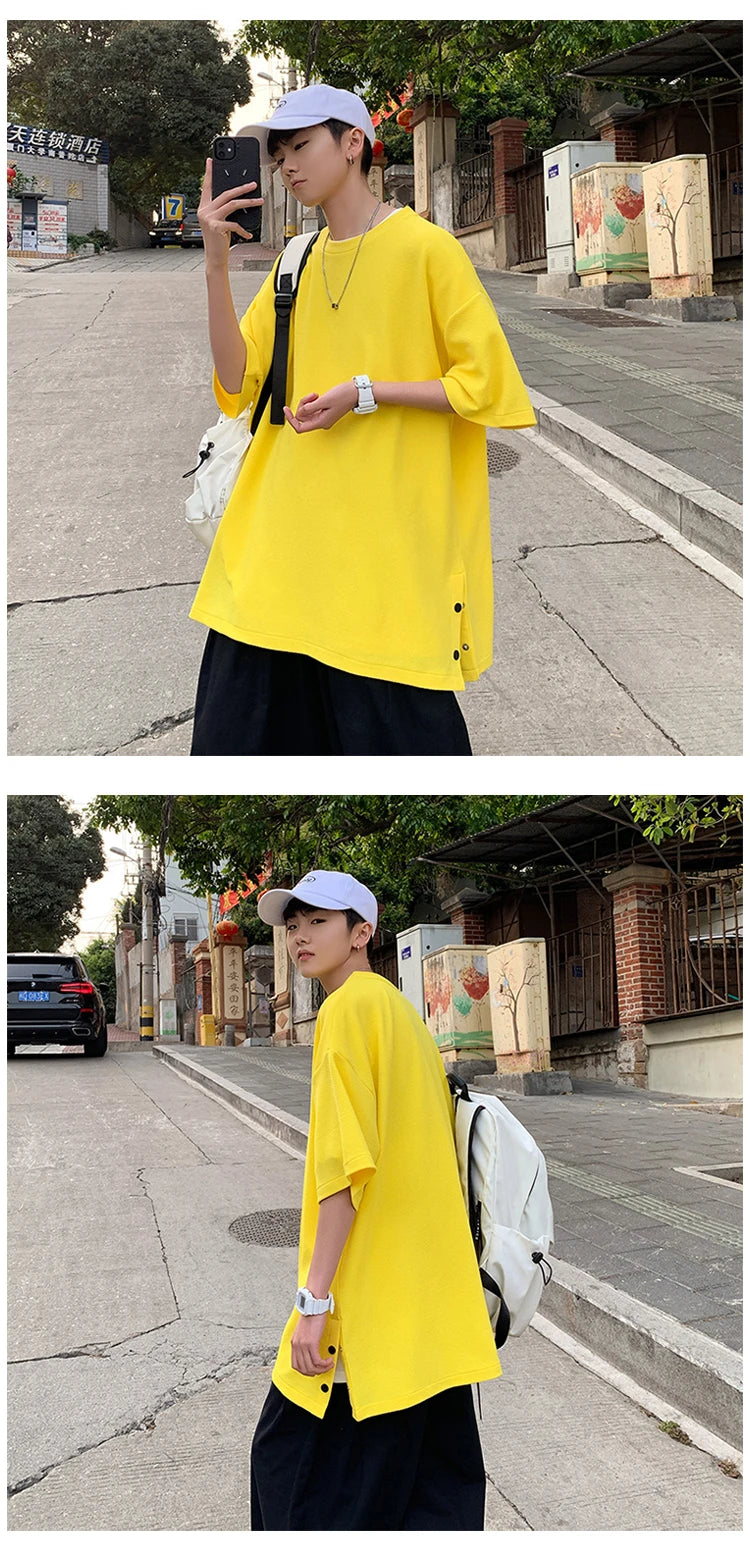 Men's Oversized Side-Slit Basic T-Shirt