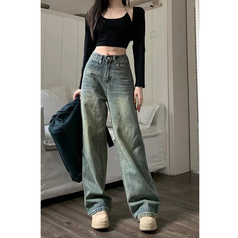 Women's Y2K High-Waist Baggy Wide-Leg Jeans
