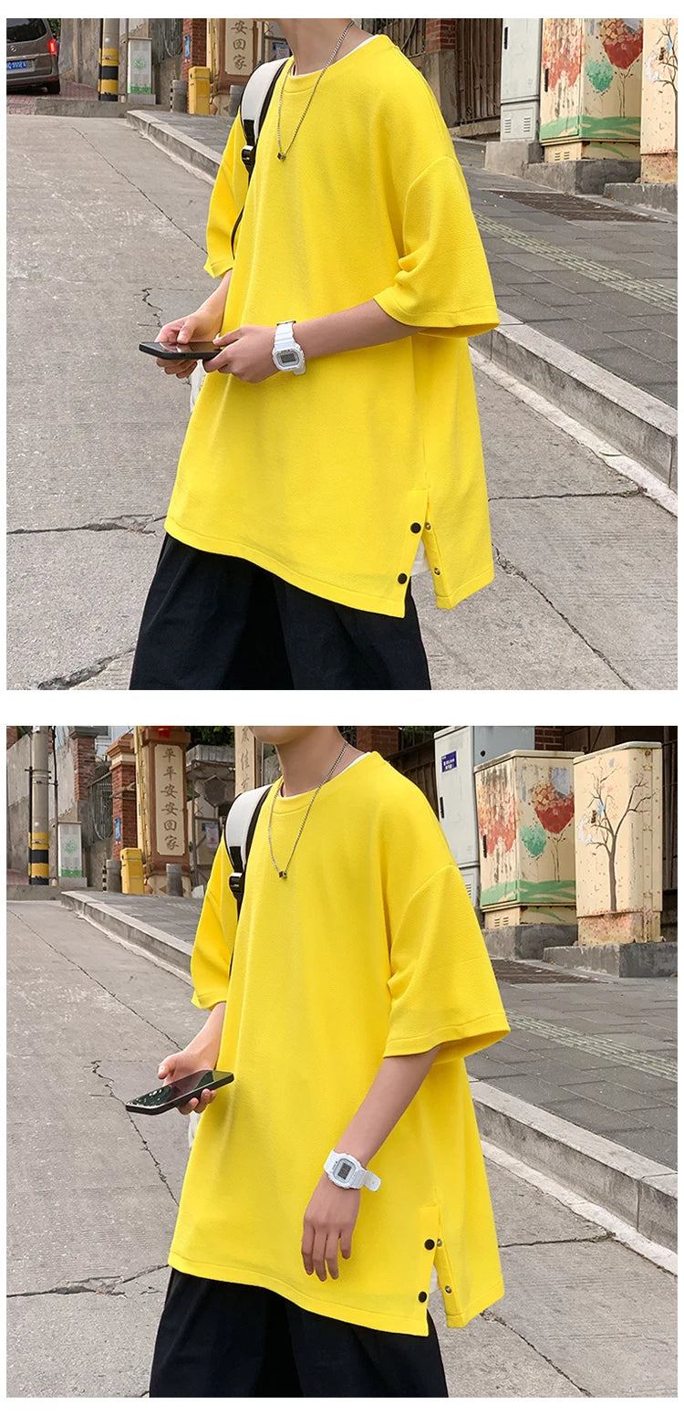 Men's Oversized Side-Slit Basic T-Shirt