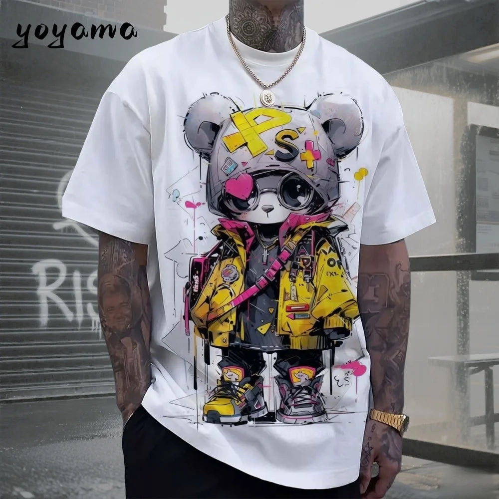 Men's 3D Retro Bear Print Quick-Dry T-Shirt