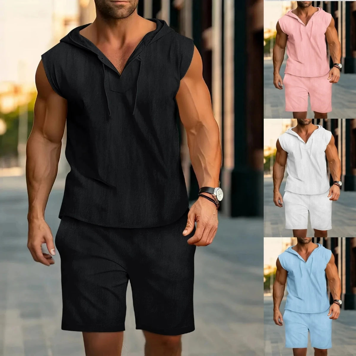 Men's Hooded Beach Two-Piece Set