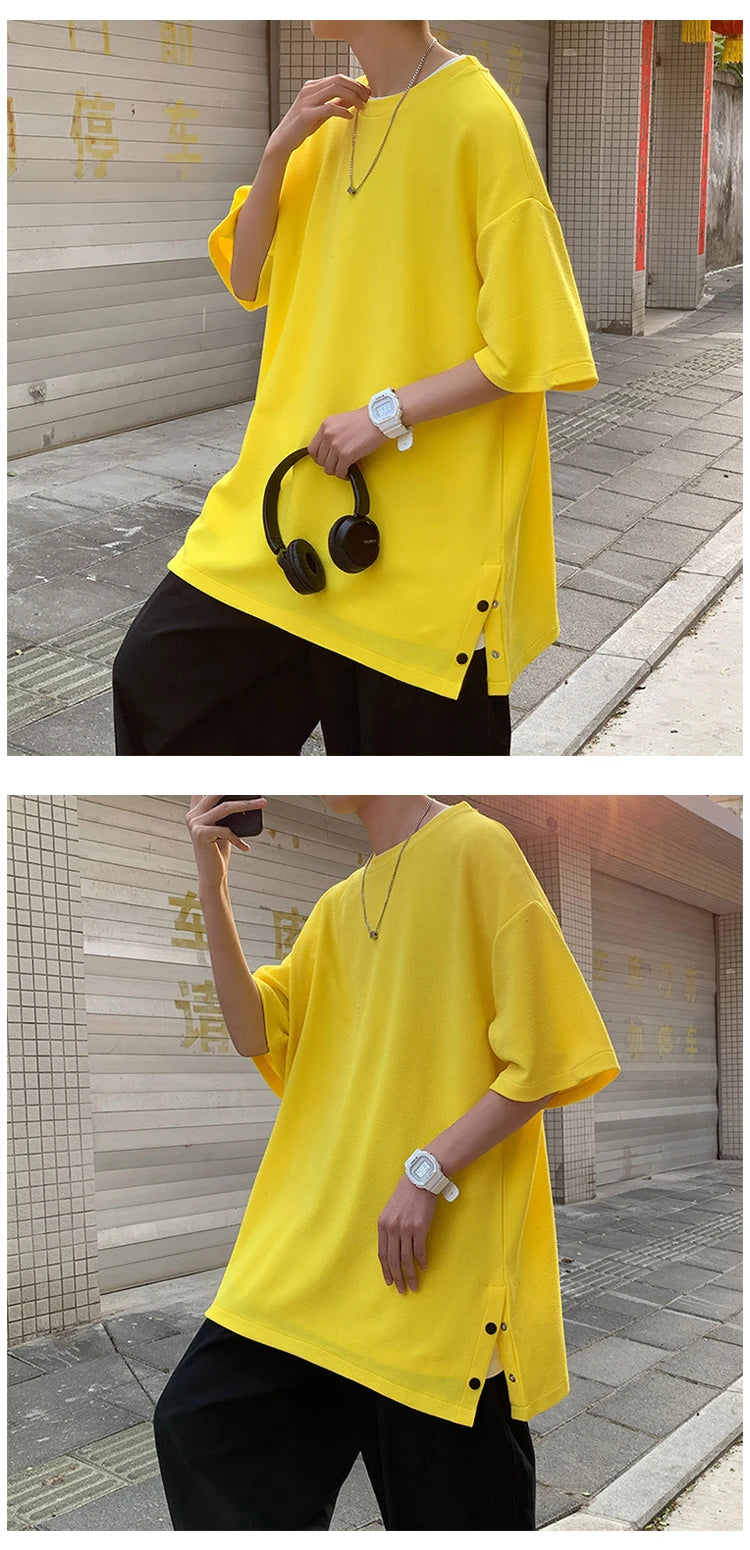 Men's Oversized Side-Slit Basic T-Shirt