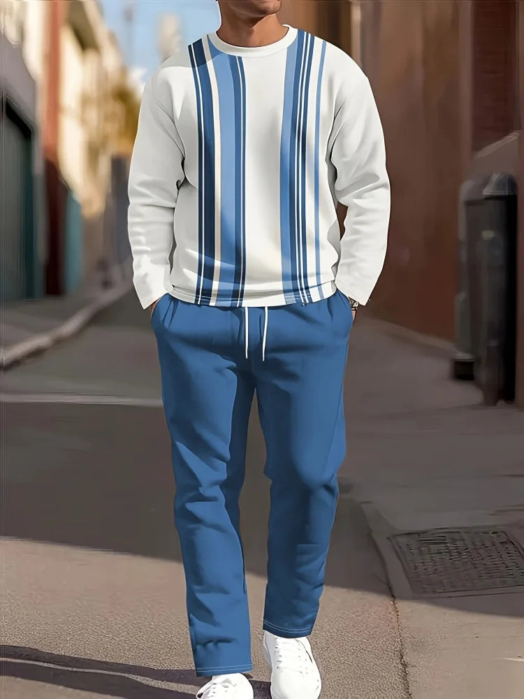 Men's Gradient Print Long-Sleeve & Pants Set