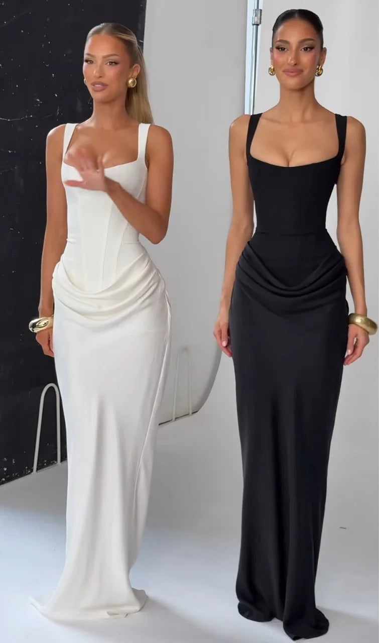Women's Lace-Up Slim Maxi Formal Dress