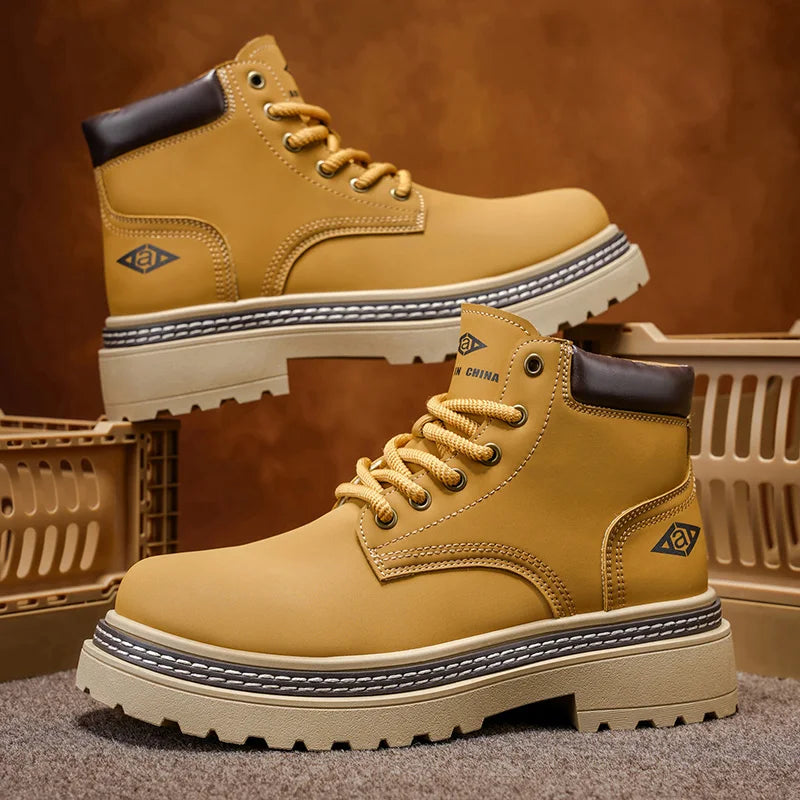 Men's British Workwear Leather Mid-Calf Boots