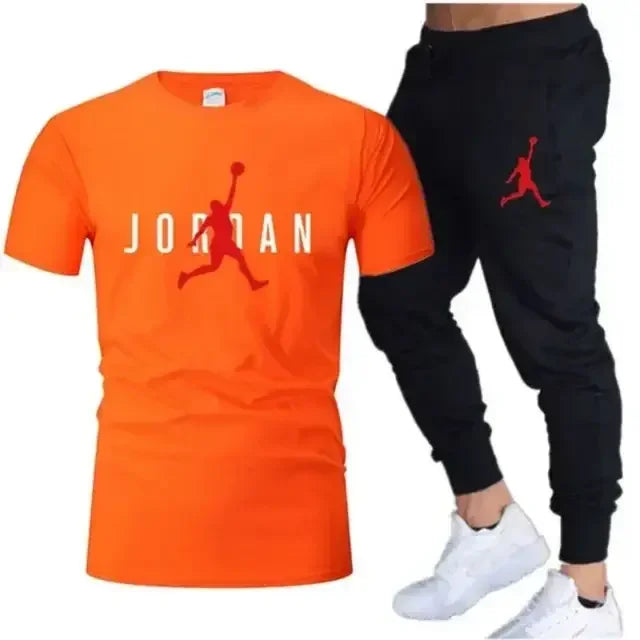Men's Printed Leisure T-Shirt & Shorts Set