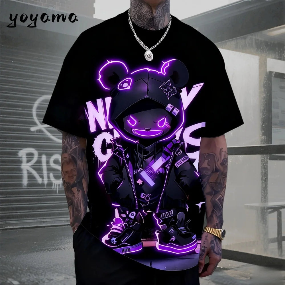 Men's 3D Retro Bear Print Quick-Dry T-Shirt