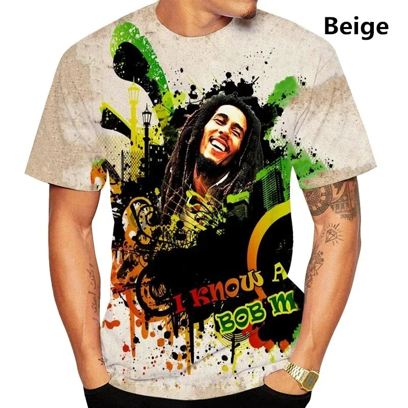 Men's Bob Marley 3D Print Graphic T-Shirt