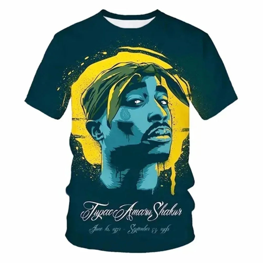Men's 2Pac Hip-Hop Graphic T-Shirt