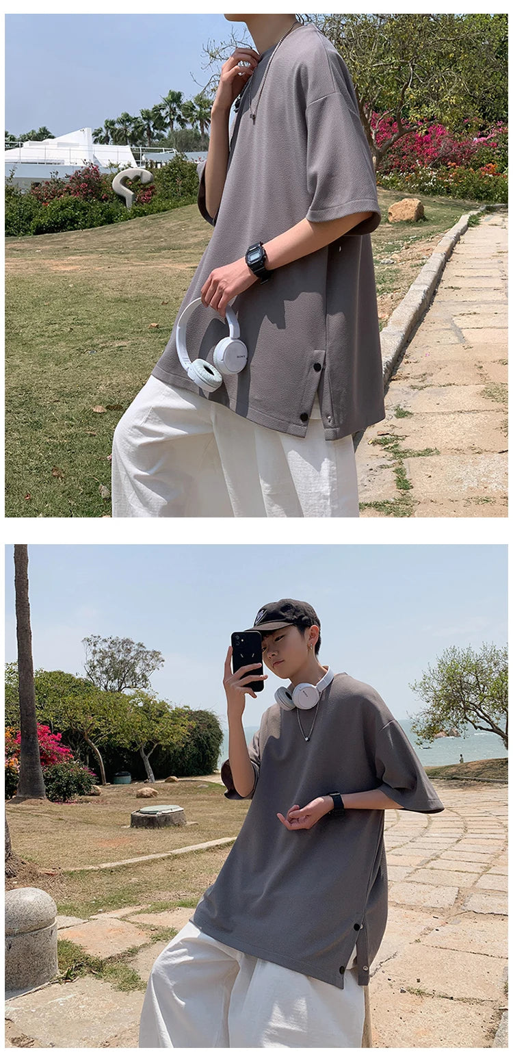 Men's Oversized Side-Slit Basic T-Shirt