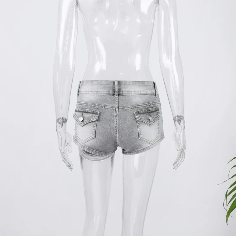 Women's Low-Waist Denim Mini Shorts