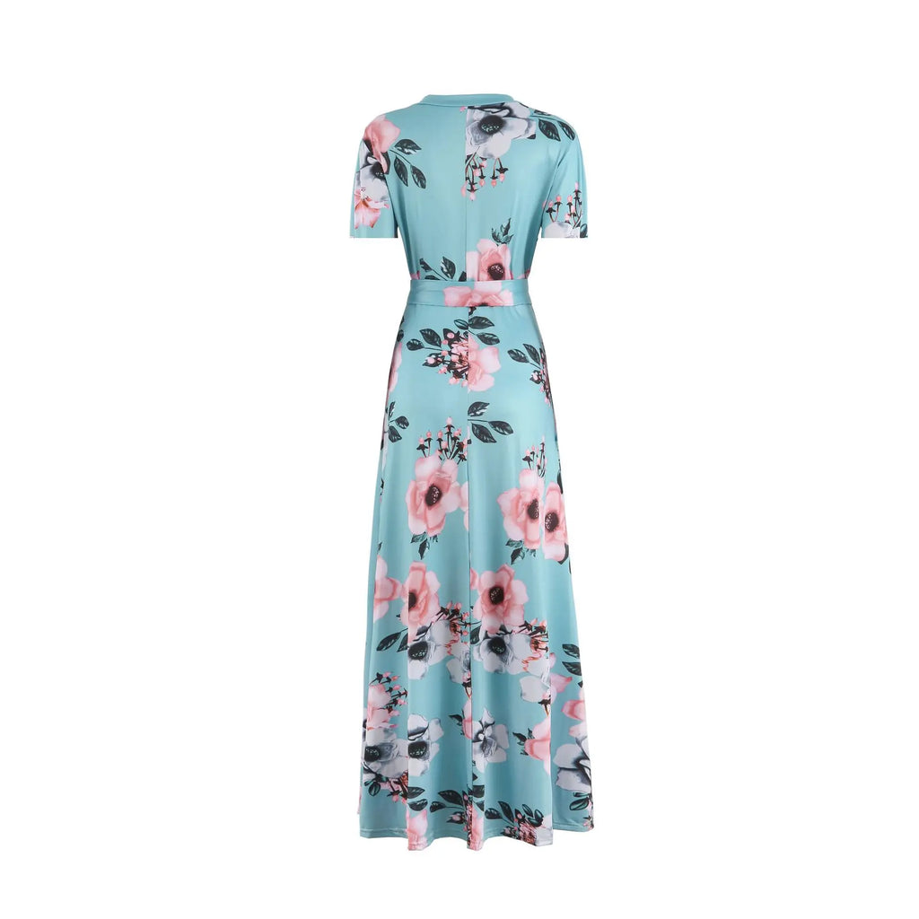 Women's Boho Floral A-Line Swing Maxi Dress