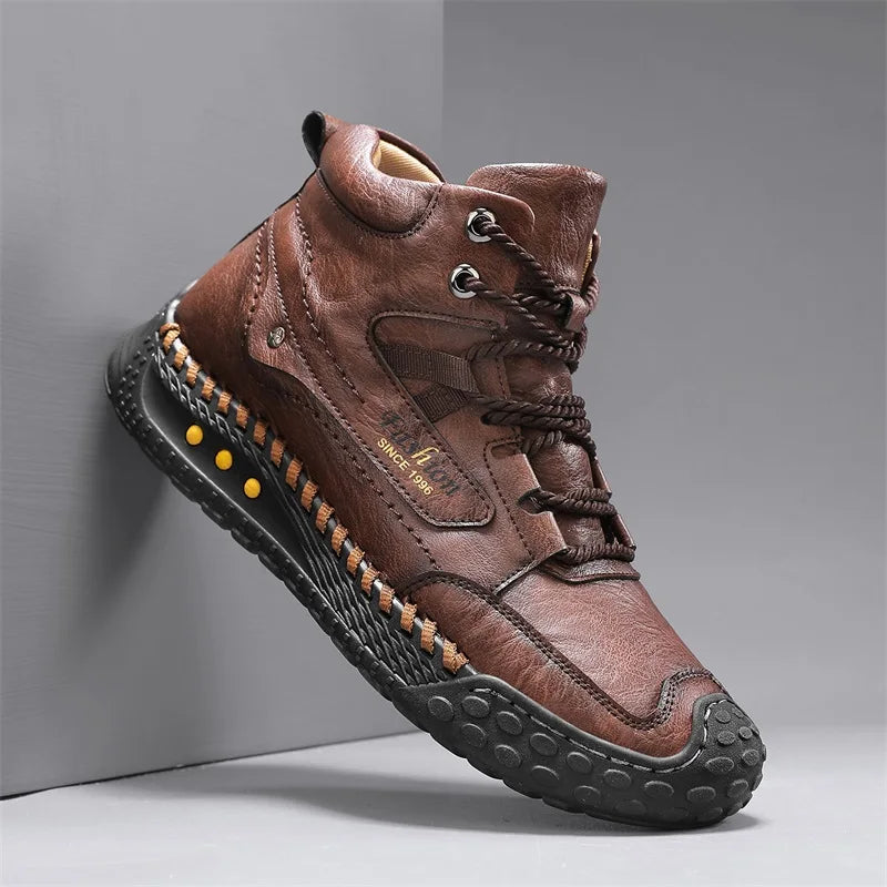 Men's Hand-Stitched Retro Lace-Up Boots