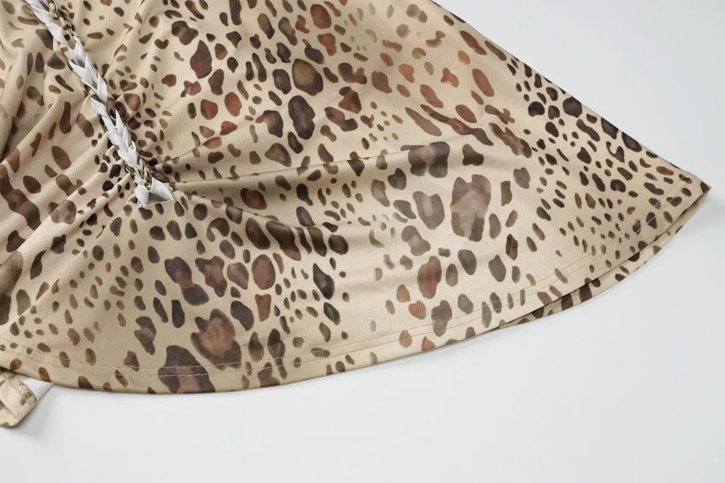 Women's Halter Leopard Bandage Maxi Dress
