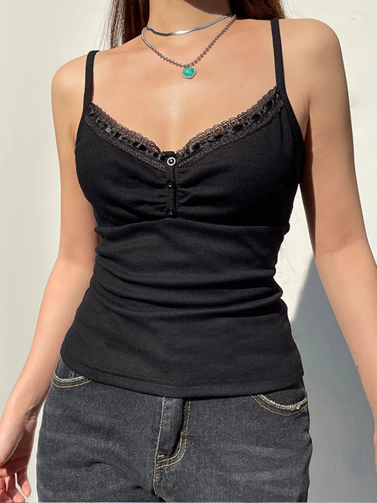 Women's Y2K Button Corset Crop Top