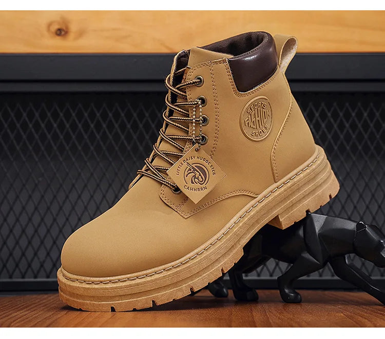 Men's High-Top Motorcycle Lace-Up Boots