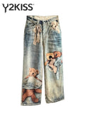 Women's Tie-Dye Graphic Baggy Denim Jeans